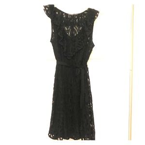 Black lace Dress w/ slip and ribbon sash